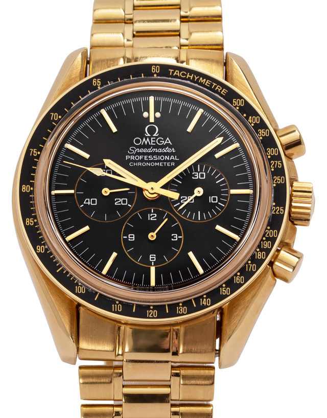 Omega Speedmaster Moonwatch Anniversary Limited Edition 148.0052  Baton  1992  Good  Case Material Yellow Gold  Bracelet Material: Yellow Gold