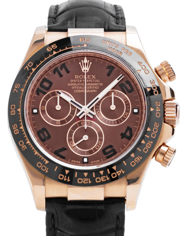 Rolex Daytona 116515ln  Arabic Numerals  2011  Very Good  Case Material Rose Gold  Bracelet Material: Leather