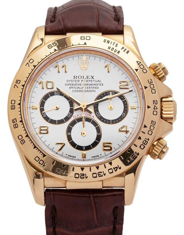 Rolex Daytona 16518  Arabic Numerals  1991  Very Good  Case Material Yellow Gold  Bracelet Material: Leather