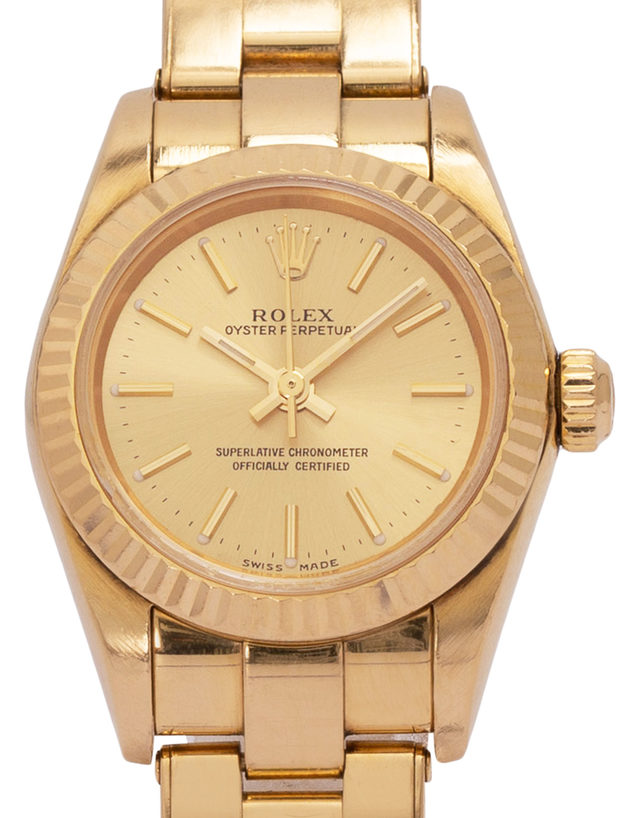 Rolex Lady Oyster Perpetual 76198  Baton  1999  Good  Case Material Yellow Gold  Bracelet Material: Yellow Gold