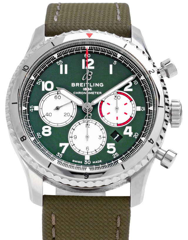 Breitling Aviator 8 B01 Chronograph Ab01192a1l1x2  Arabic Numerals  2021  Very Good  Case Material Steel  Bracelet Material: Fabric