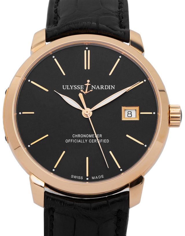 Ulysse Nardin Classico 8156-111  Baton  2008  Very Good  Case Material Yellow Gold  Bracelet Material: Leather