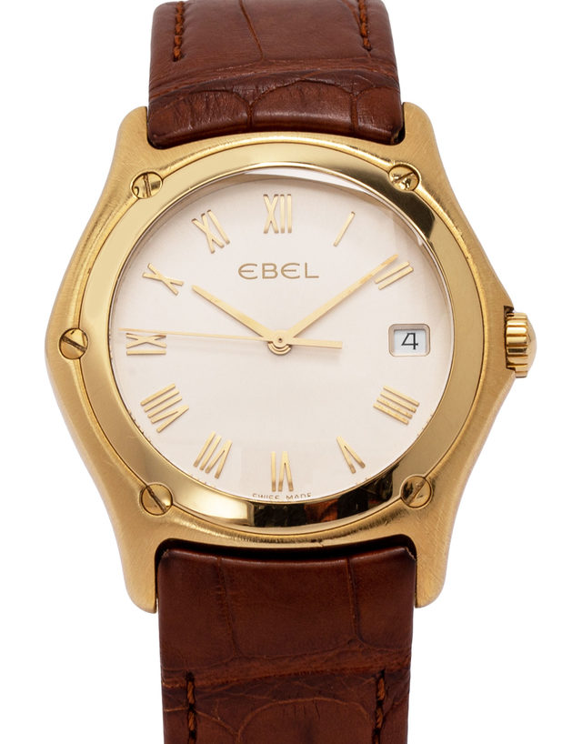 Ebel 1911 8187f41  Roman Numerals  2003  Very Good  Case Material Yellow Gold  Bracelet Material: Leather