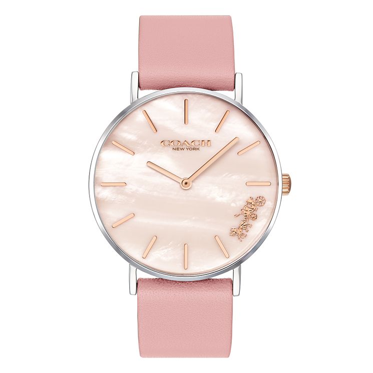 Coach Perry Ladies Pink Leather Strap Watch