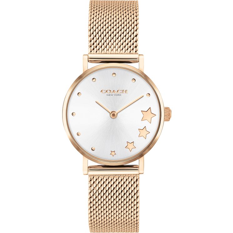 Coach Perry Ladies Rose Gold Tone Mesh Bracelet Watch