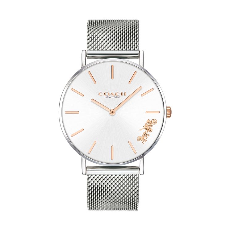 Coach Perry Ladies Silver Mesh Bracelet Watch