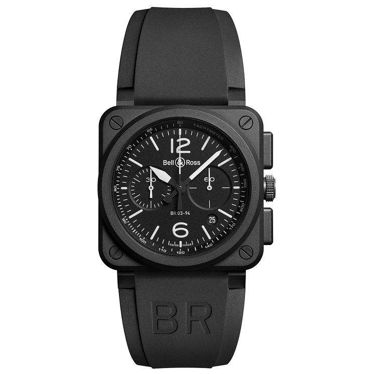 BellandRoss Br-03 Mens Ion Plated Chronograph Strap Watch