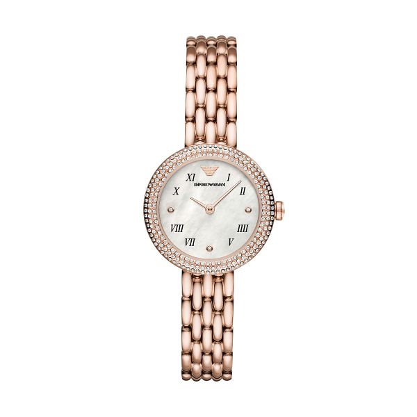 Emporio Armani Crystal Ladies Rose Gold Tone Bracelet Watch