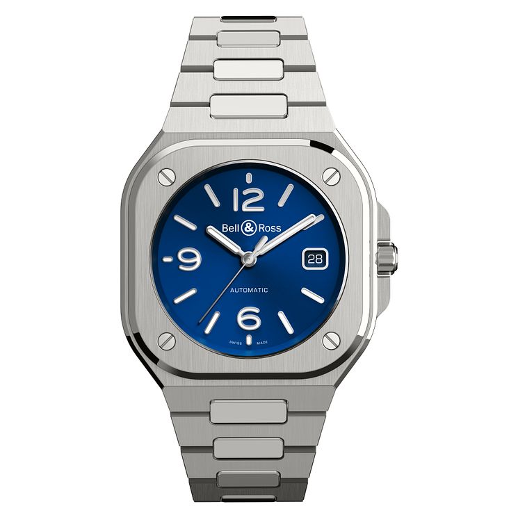 BellandRoss Br05 Blue Steel Mens Bracelet Watch
