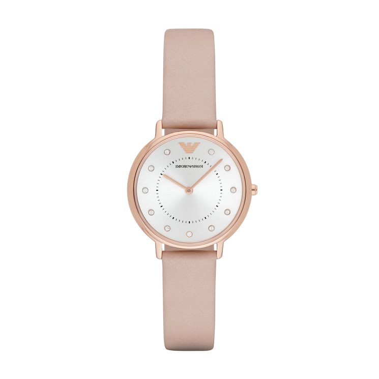 Emporio Armani Ladies Rose Gold Tone Strap Watch