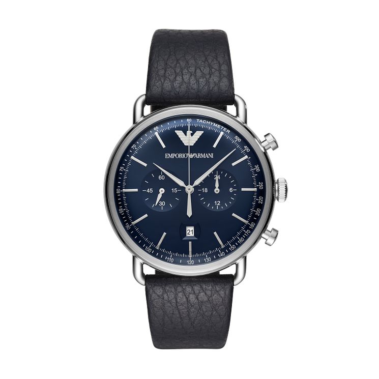 Emporio Armani Mens Chronograph Black Strap Watch