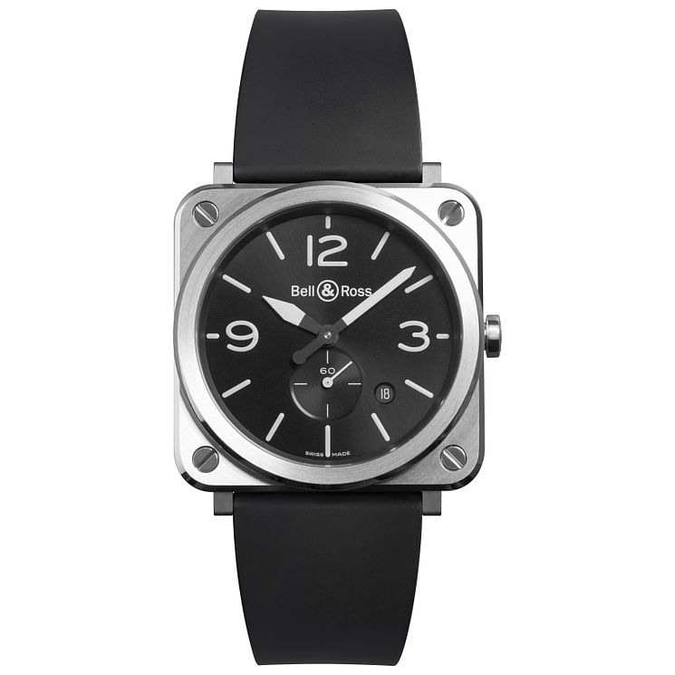 BellandRoss Brs Mens Stainless Steel Black Strap Watch