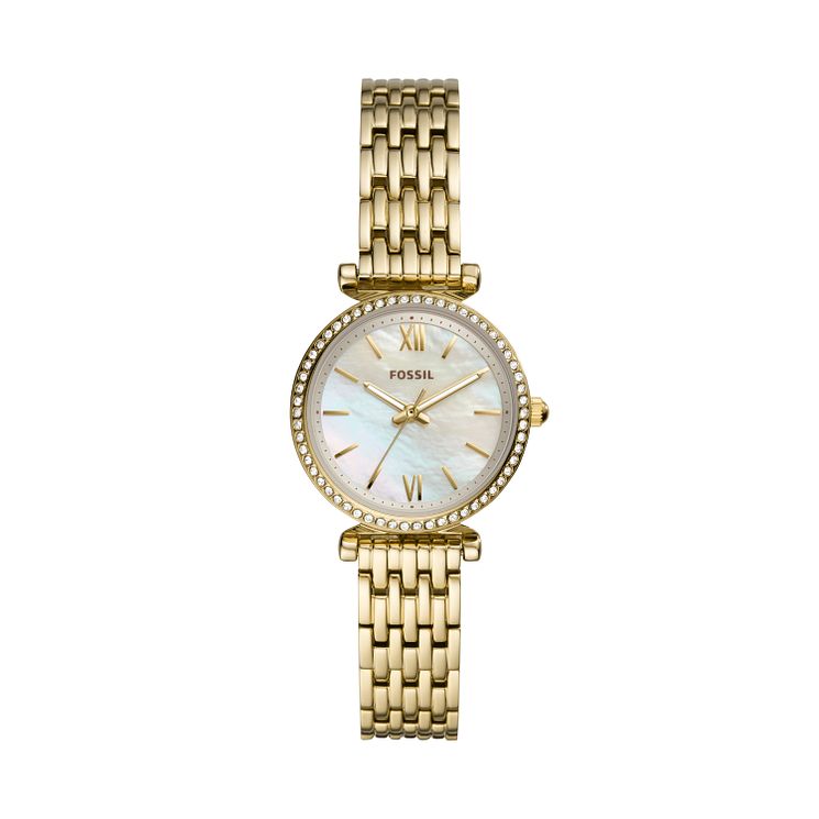 Fossil Carlie Mini Crystal Ladies Gold Tone Bracelet Watch