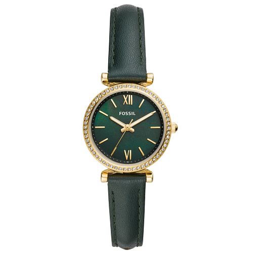 Fossil Carlie Mini Ladies Dark Green Leather Strap Watch