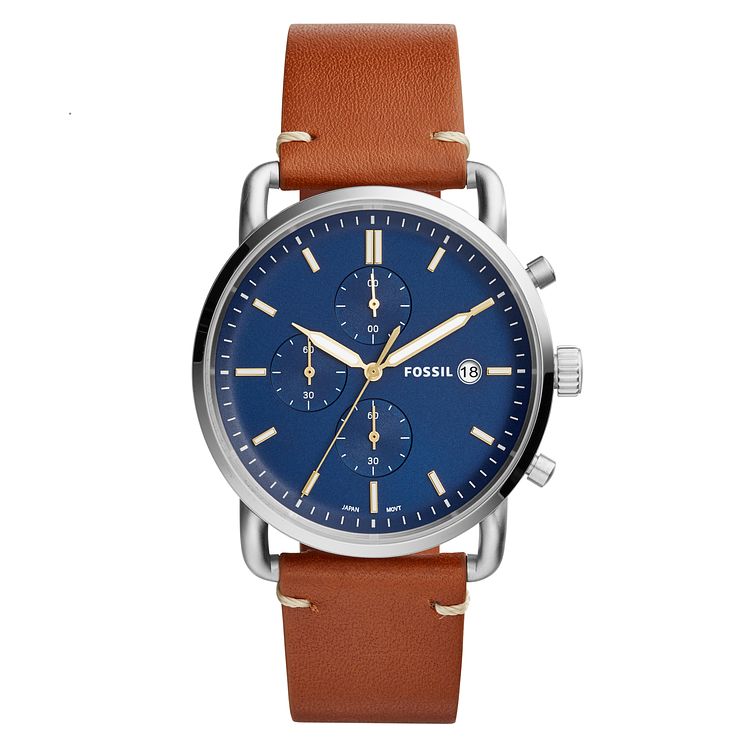 Fossil Commuter Mens Chronograph Brown Strap Watch