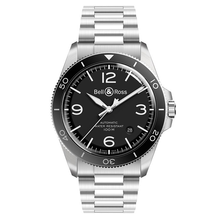 BellandRoss Brv2 Mens Black Stainless Steel Bracelet Watch