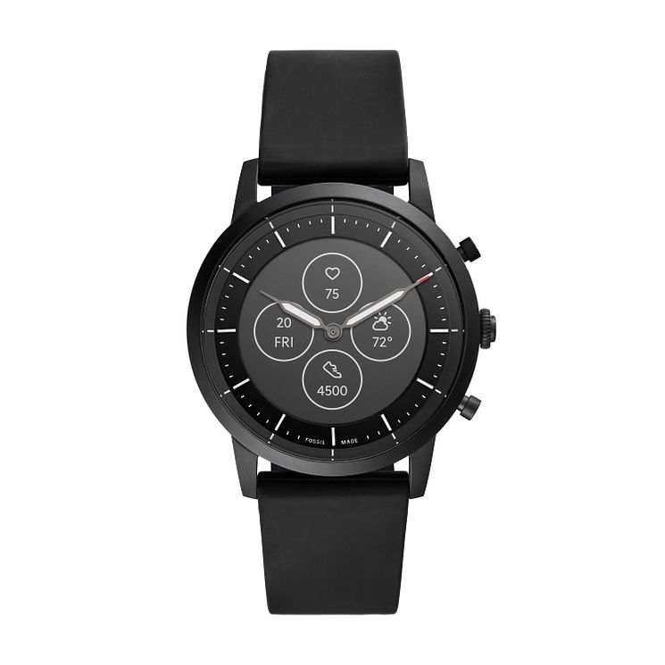 Fossil Smartwatches Collider Hr Black Silicone Strap Watch