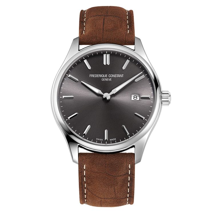 Frederique Constant Classics Mens Brown Leather Strap Watch