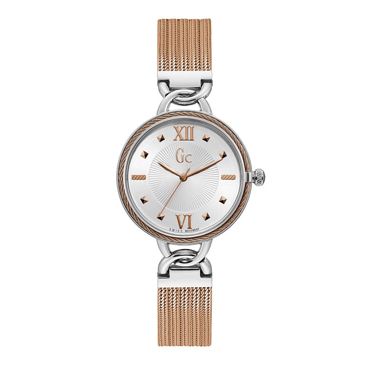 Gc Cabletwist Ladies Two Tone Mesh Bracelet Watch