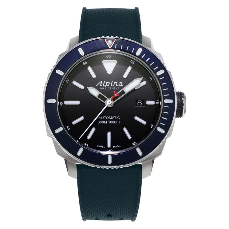 Alpina Seastrong Diver 300 Mens Blue Rubber Strap Watch