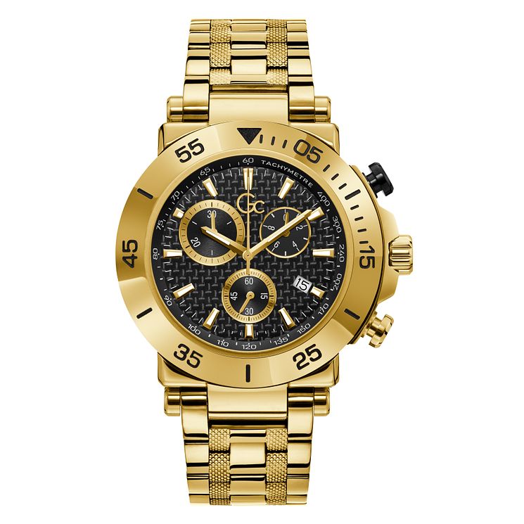 Gc One Chrono Mens Yellow Gold Tone Bracelet Watch