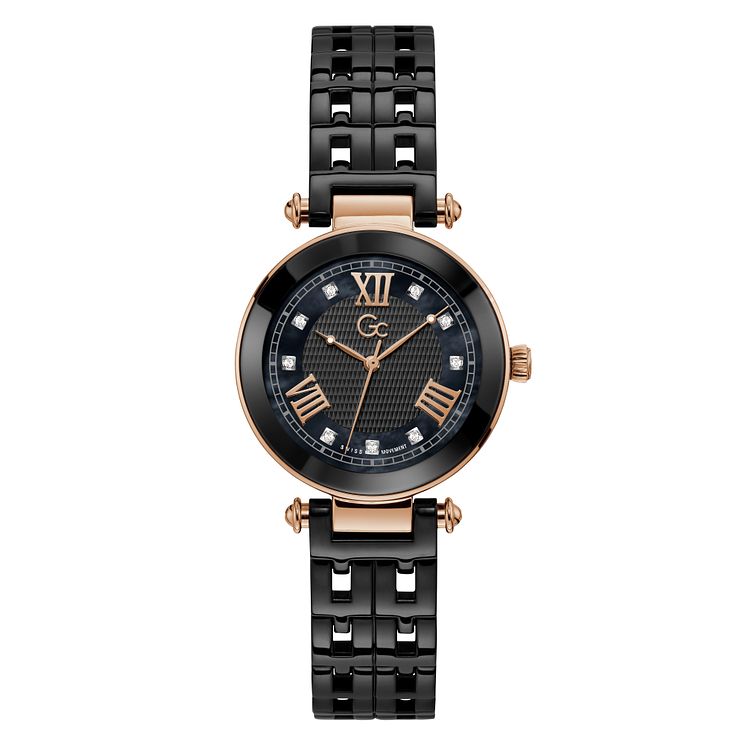 Gc Primechic Ladies Black Ceramic Bracelet Watch