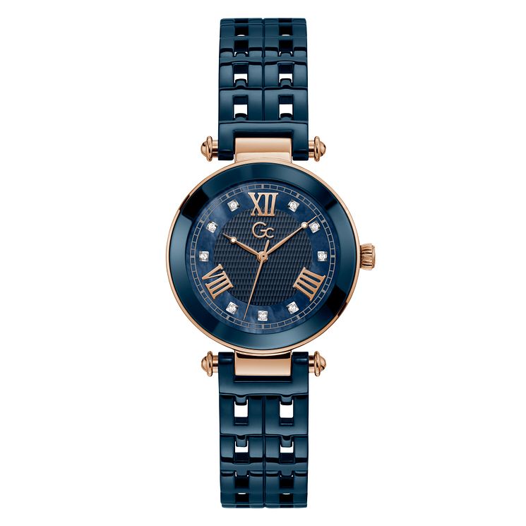 Gc Primechic Ladies Blue Ceramic Bracelet Watch