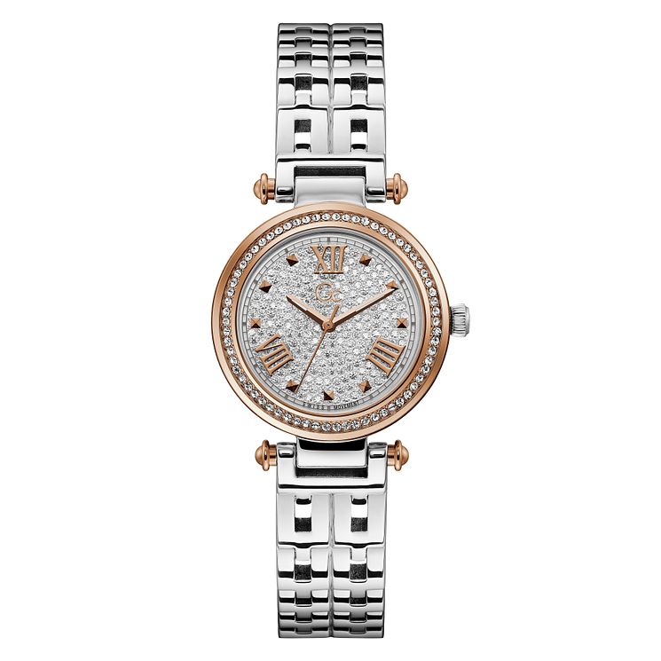 Gc Primechic Ladies Crystal Set Two Tone Bracelet Watch