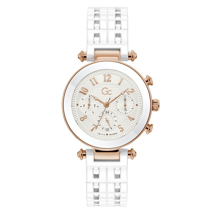 Gc Primechic Ladies White Ceramic Bracelet Watch