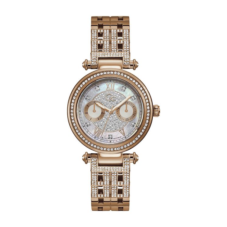 Gc Primechic Large Ladies Rose Gold Tone Bracelet Watch