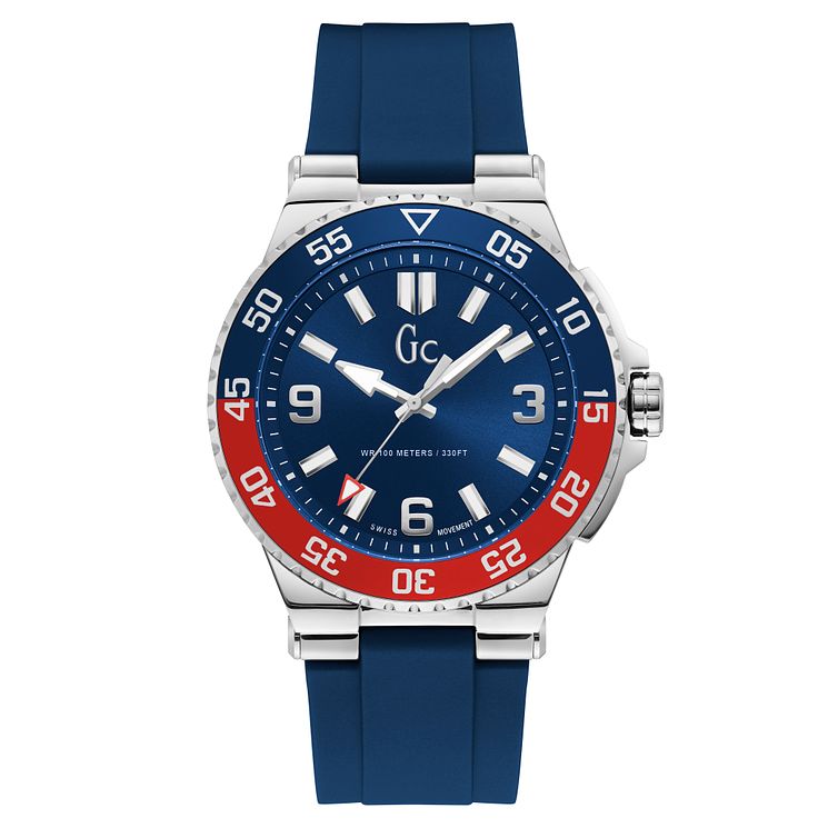 Gc Structura Diver Mens Blue Silicone Strap Watch