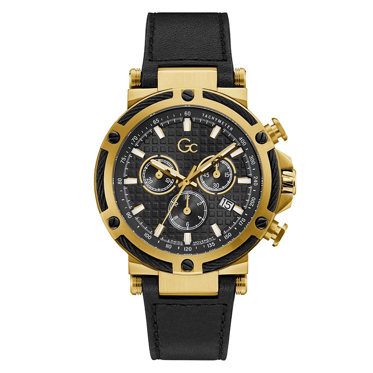 Gc Urbancode Yachting Chrono Mens Black Leather Strap Watch