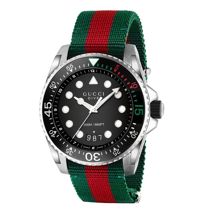 Gucci Dive Fabric Striped Strap Watch