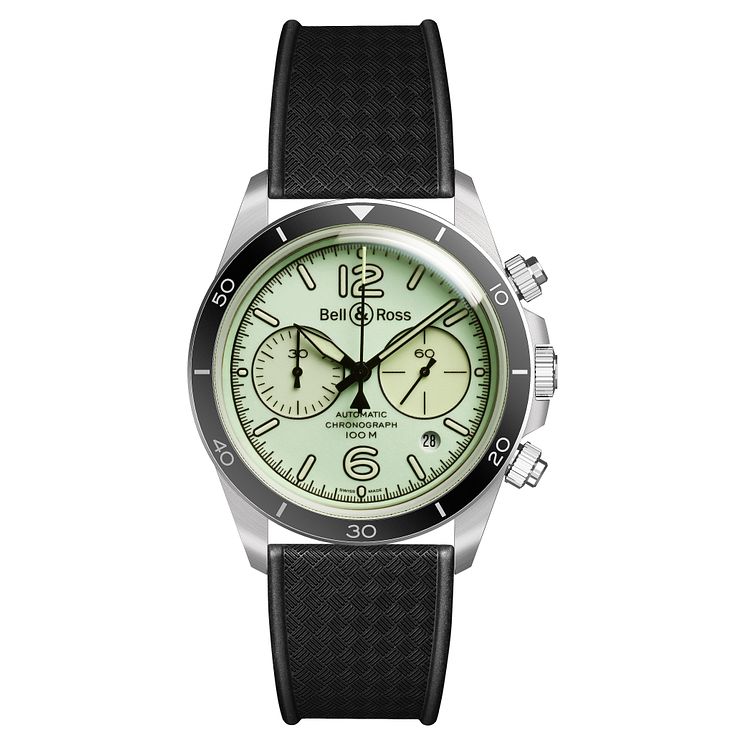 BellandRoss Vintage Full Lum Mens Black Rubber Strap Watch