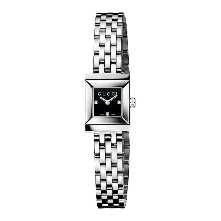 Gucci G-frame Black Diamond Stainless Steel Bracelet Watch