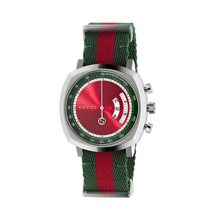 Gucci Grip Ladies Striped Fabric Strap Watch