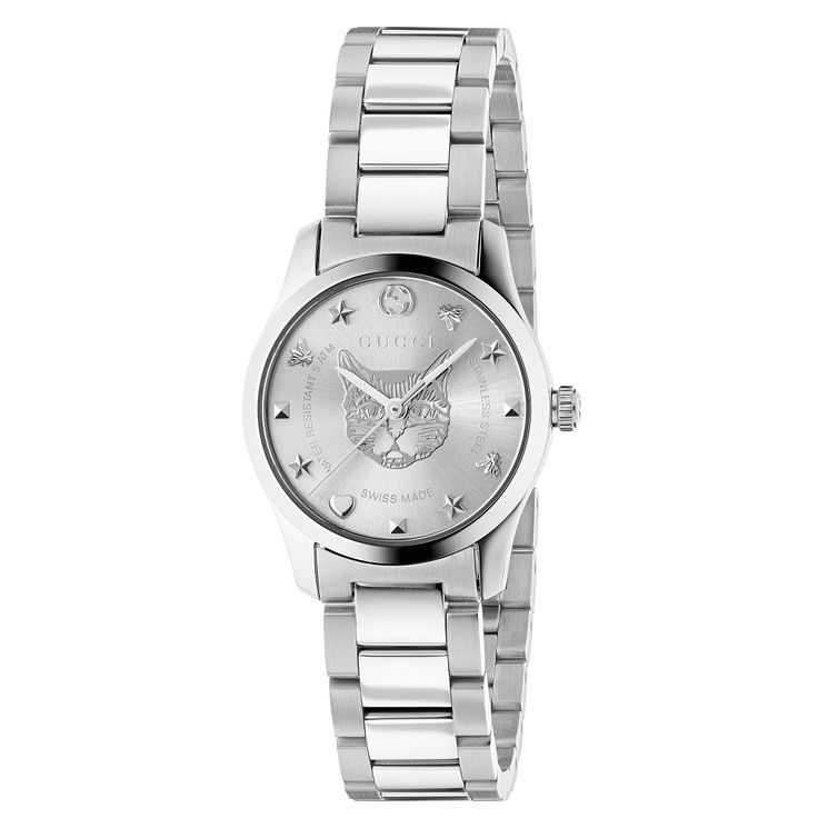 Gucci G-timeless Cat Stainless Steel Bracelet Watch