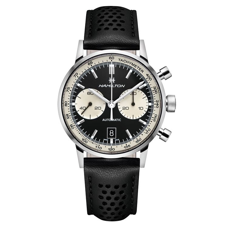 Hamilton Intramatic 68 Mens Black Chronograph Strap Watch