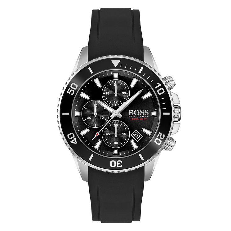 Boss Admiral Mens Silicone Black Strap Watch