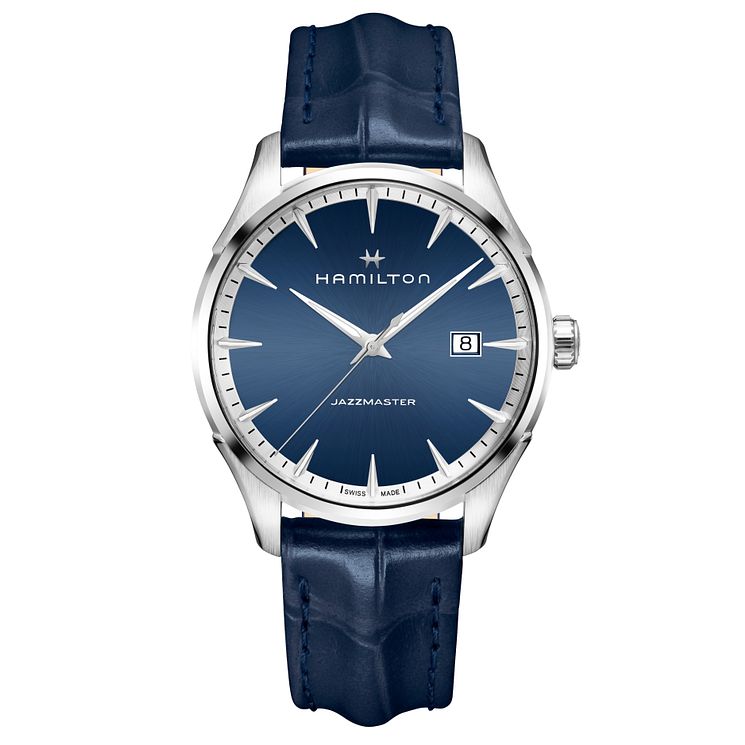 Hamilton Jazmaster Mens Blue Stainless Steel Strap Watch