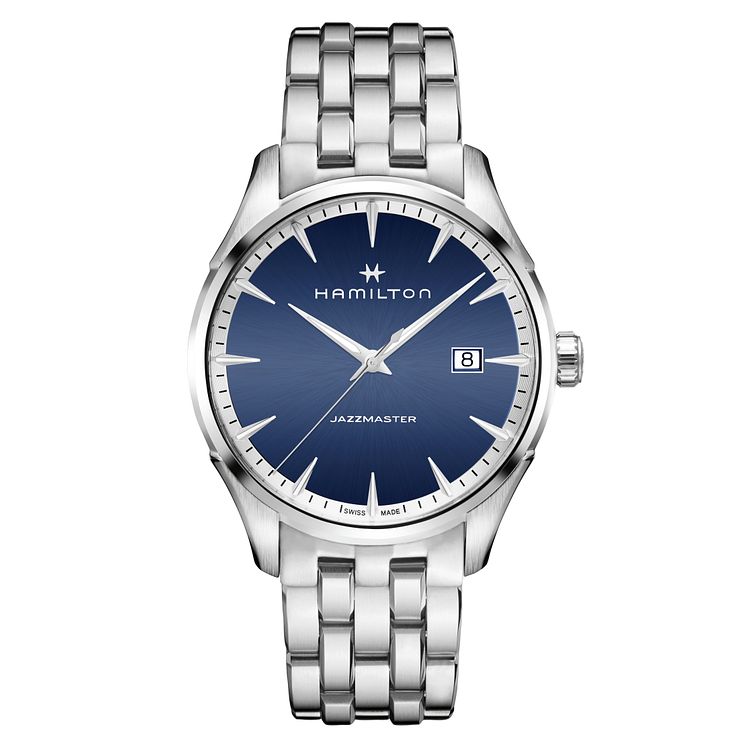 Hamilton Jazmaster Mens Blue Stainless Steel Watch