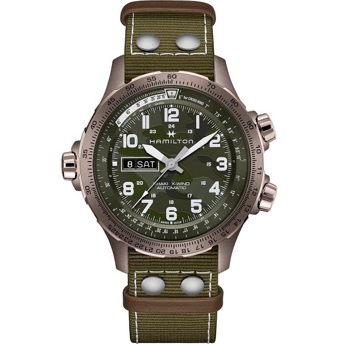 Hamilton Khaki Aviation X-wind Auro Chrono Green Strap Watch