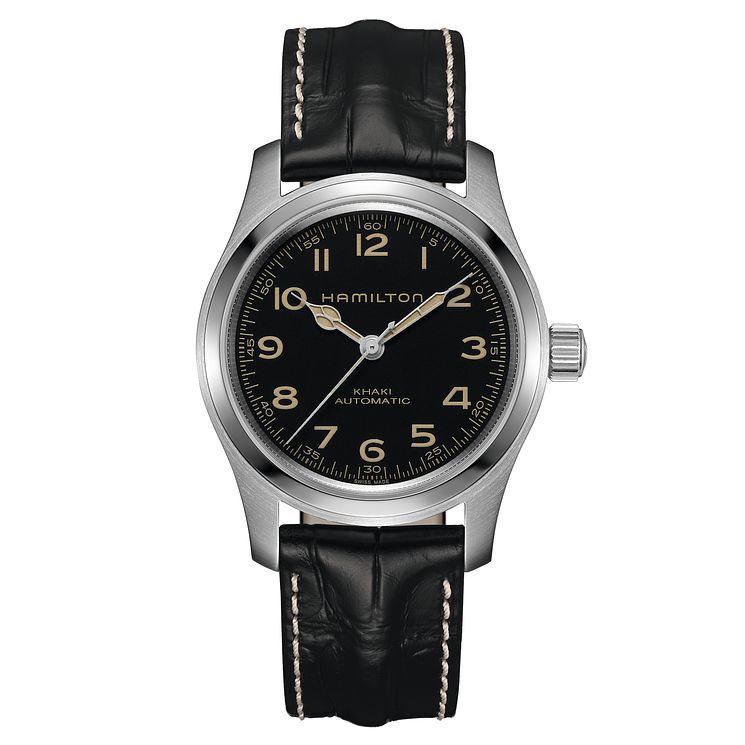 Hamilton Khaki Field Murph Black Leather Strap Watch