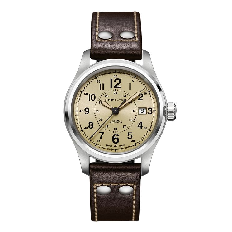 Hamilton Mens Automatic Brown Leather Strap Watch