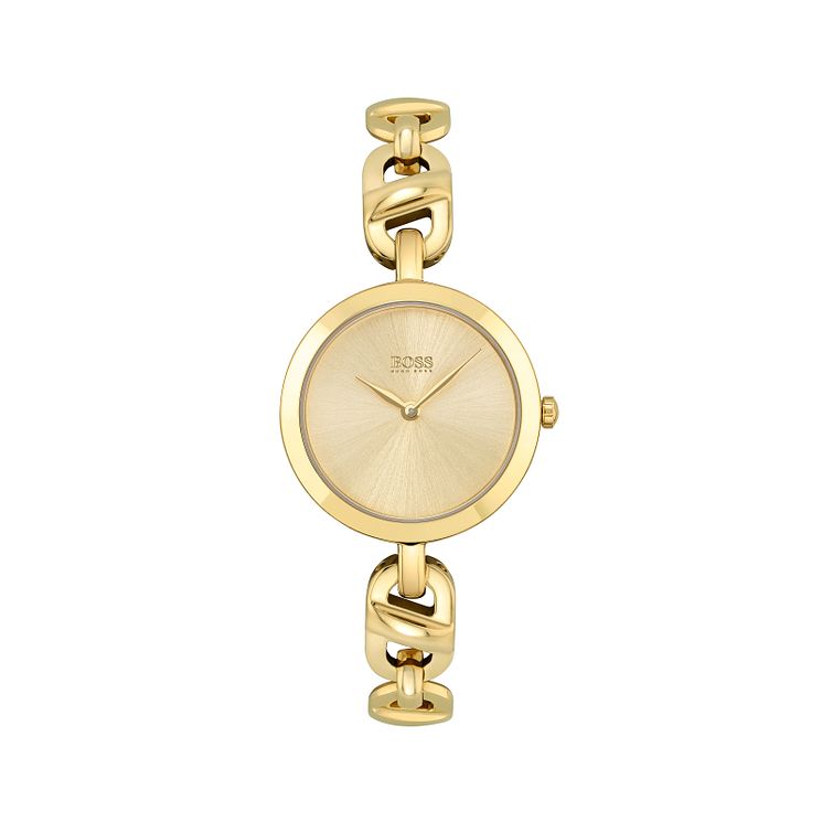 Boss Chain Ladies Yellow Gold Tone Bracelet Watch
