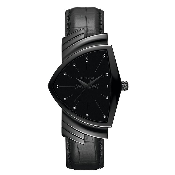 Hamilton Ventura Ladies Black Leather Strap Watch