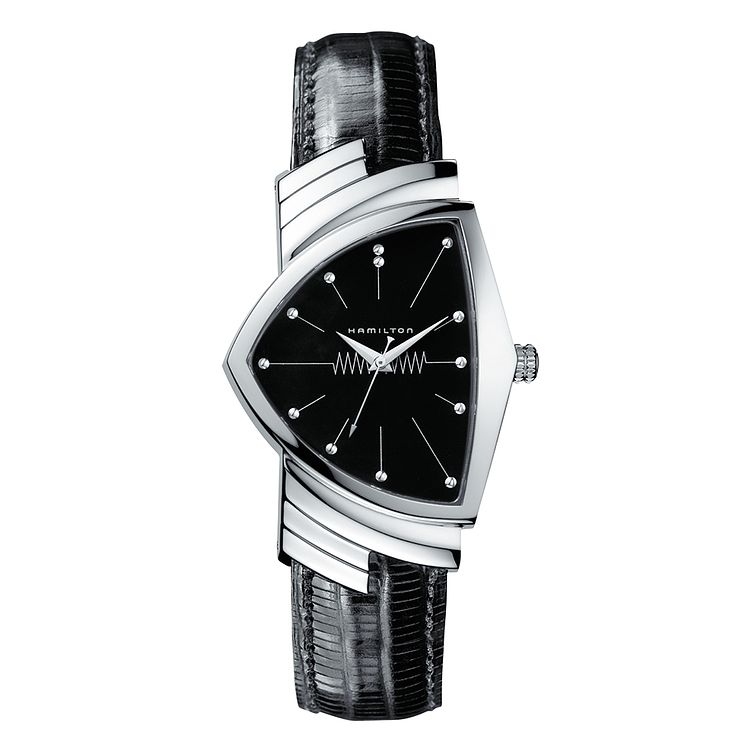 Hamilton Ventura Mens Black Leather Strap Watch