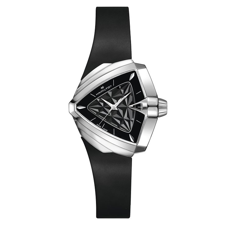 Hamilton Ventura S Quartz Ladies Black Rubber Strap Watch