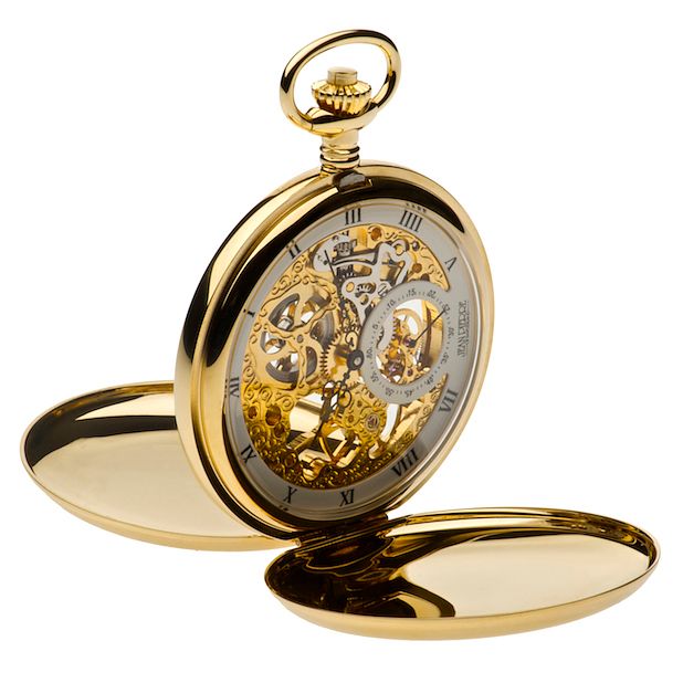 Jean Pierre Mens Gold-plated Skeleton Pocket Watch