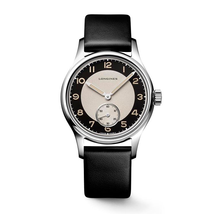 Longines Heritage Classic Tuxedo Black Leather Strap Watch